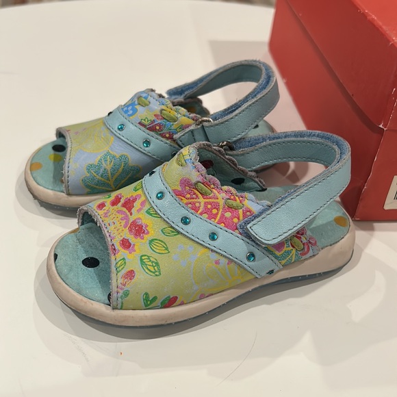 Oilily Open Toe Floral Leather Sandals Size US 5 toddler girl Baby Shoes - Picture 2 of 14